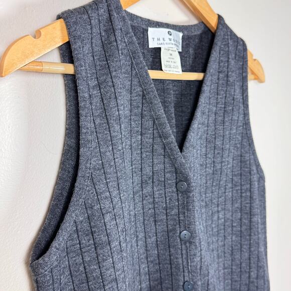 VTG The Works Saks Fifth Avenue Vest 100% Virgin Wool Italy Size M Minimalist - Picture 2 of 11